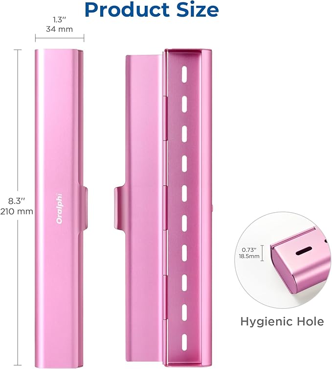 Aluminum Toothbrush Travel Case, Portable Travel Toothbrush Holder, Durable Manual Toothbrush Box Container for Traveling, Bathroom, Camping, Business Trip-Pink