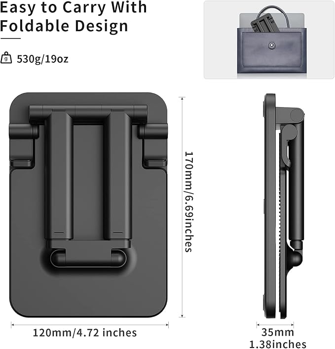 TriPro Tablet Stand -Portable Monitor Stand,4.72" Wide, Adjustable & Foldable, Super Sturdy,Tablet Holder for Desk Compatible with iPad/Tablets/Portable Monitor 7"-15.6"