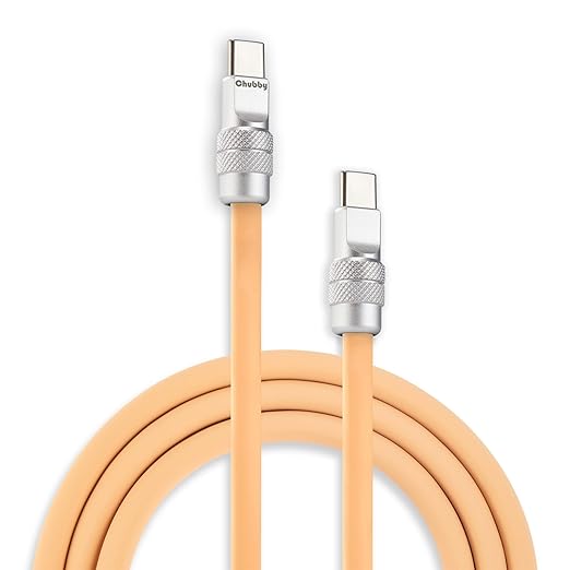 chubbycable Chubby 2.0 Fast Charging Cable Durable Soft Silicone USB C Cable 240W Extra Thick Charger Cord Compatible with iPhone 17-15 Series iPad, Desert, Type-C to Type-C, 3.3 FT