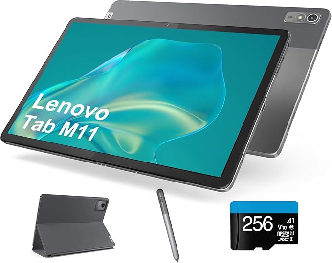 Lenovo Tab M11 11" 1920 x 1200 Tablet, 4GB RAM, 128GB SSD+256GB SD Card, Octa-Core MediaTek Helio G88, Android 13, Ambient Light-Sensor, Long Battery Life, Dolby Atmos, w/Folio Case Tab Pen