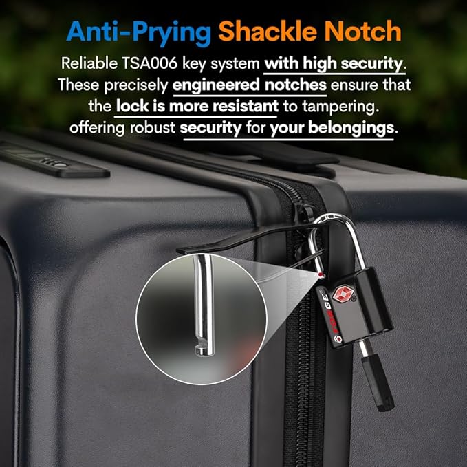 TSA Approved Luggage Locks, Ultra-Secure Dimple Key Travel Locks with Zinc Alloy Body