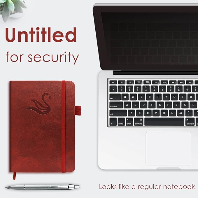 Elegant Password Book with Alphabetical Tabs - Hardcover Password Book for Internet Website Address Login - 5.2" x 7.6" Password Keeper and Organizer w/Notes Section & Back Pocket (Wine Red)