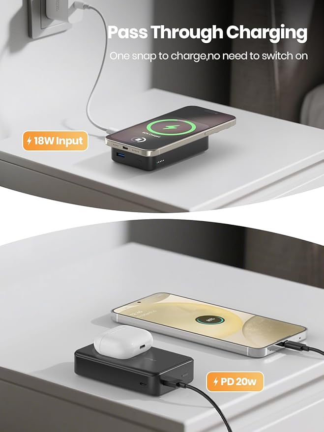 Magnetic Power Bank 20000mAh Wireless Portable Charger PD 20W USB C Fast Charging,for MagSafe Battery Pack Compatible with iPhone 17 Air/16/15/14/13/12 Pro Max/Pro/Plus/Mini