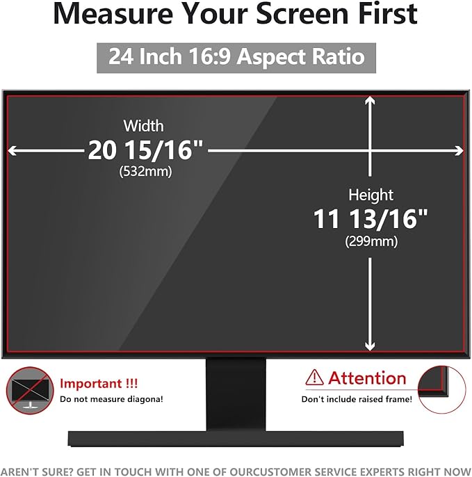 24 Inch Computer Privacy Screen Shield [2 Pack] for 16:9 Widescreen Desktop Monitor - Anti-Glare Blue Light Privacy Filter and Anti Spy Privacy Screen Protector Film