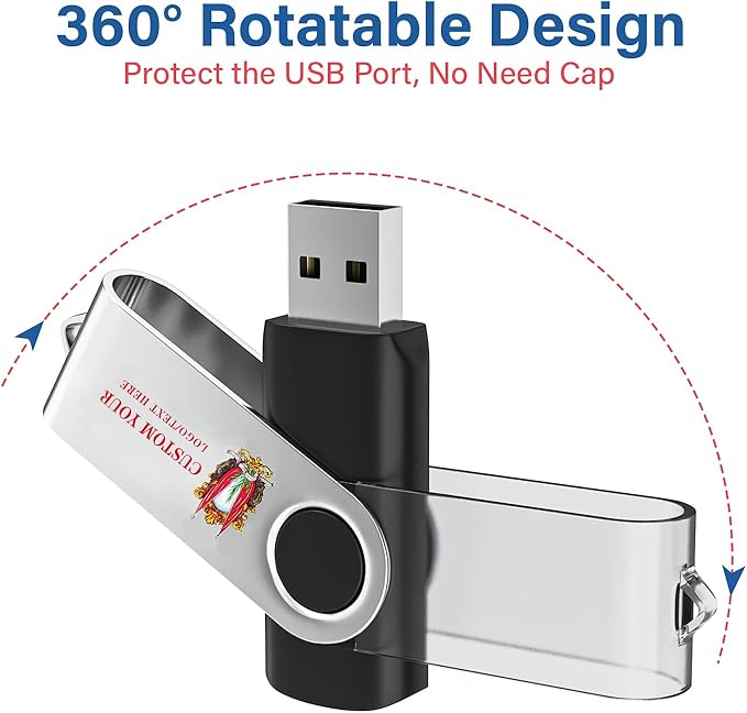 Personalized Flash Drives 32GB, Wooolken Customizable USB 2.0 Thumb Drives 10/20/50/100 Pack, Logo Memory Stick Custom Flash Drive USB Logo (Mixcolors)