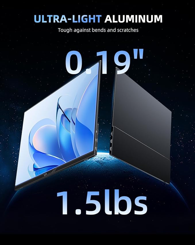 Newsoul 15.6” 4K UHD Portable Monitor, 3840x2400 Display, 100% Adobe sRGB, 600 Nits Brightness, 16:10 Aspect Ratio, HDR, USB-C HDMI Second Screen for Laptop/MacBook/Phone/Game Consoles