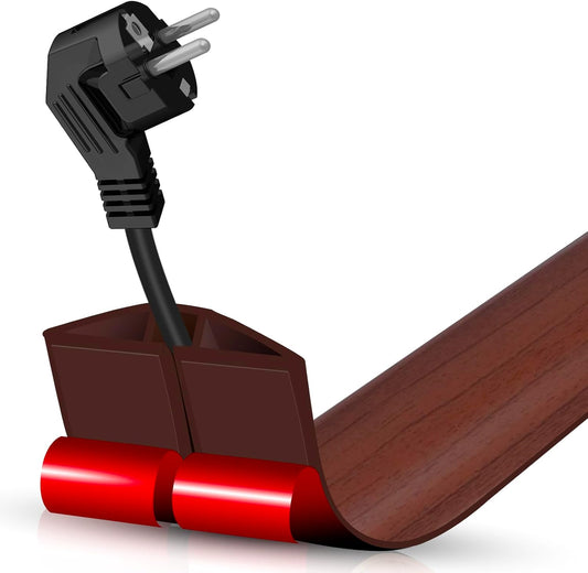 Floor Cord Cover Self Adhesive Cord Hider,3.3FT Cable Management, Extension Strip Protector for Wires, Prevent Cable Trips for Offices, Gyms, Exhibitions Cavity:0.39"(W) x0.27(H) Wood Red Teak