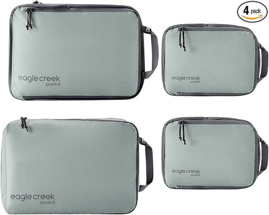 Eagle Creek Pack-It Isolate Carry-On Set - Compact Compression Cube Set for Optimizing Luggage Space - Convenient Top Handle - Internal Storage Divider - Water-Resistant - Washable - Storm Grey
