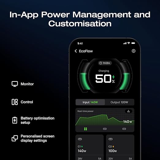 EF ECOFLOW Rapid Pro X Power Bank, 27650mAh, 300W, 140W Built-in Cable, 3-Port Portable Charger, 140W Output, Up to 320W Recharge, 3.9" Display, 2 ft Retractable Cable, Compatible with iPhone, Laptop