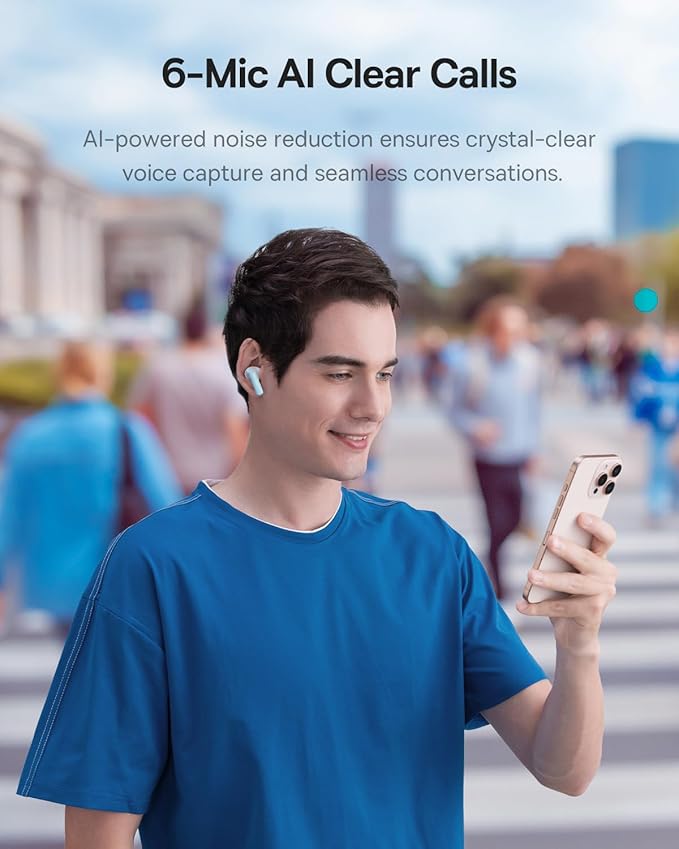 Baseus Bass BP1 Pro Noise Cancelling Wireless Earbuds, Real-Time Adaptive Noise Cancelling, Adaptive Active EQ, LDAC Hi-Res Sound, 6-Mic AI Clear Calls, 55H Playtime, IP55 Waterproof, Bluetooth 6.0