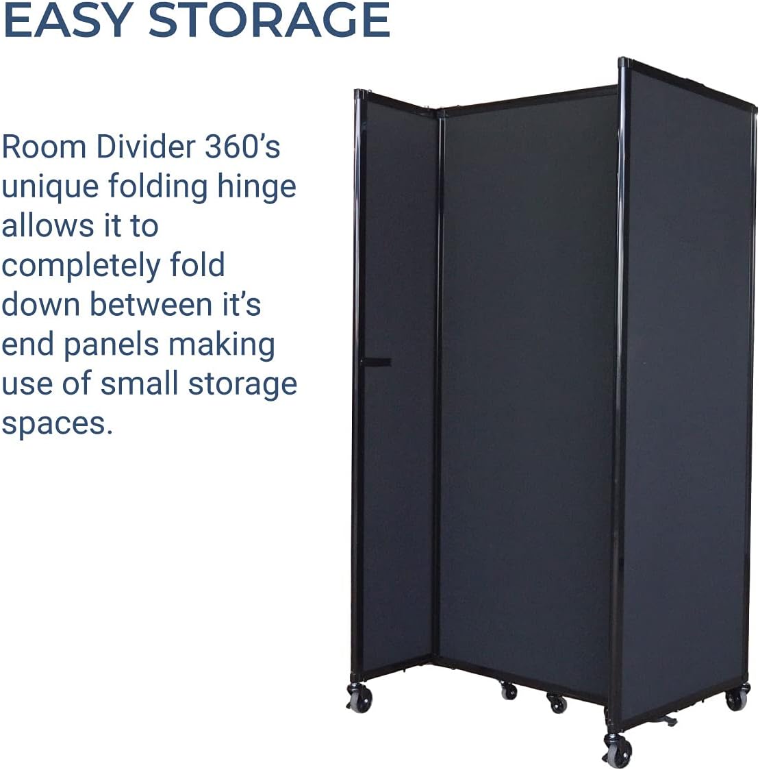 Versare Straightwall Sliding Portable Wall Partition | Freestanding Office Dividers | Locking Wheels | Temporary Room Separator | 15'6" Wide x 5' Tall Blue Spruce Fabric Panels