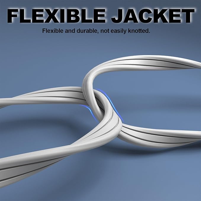 EP 15 Ft 3 Outlet Extension Cord with Flat Plug, 3 Prong Grounded, 16/3 SPT-3 Power Cable for Indoor Use, White, 2 Pack