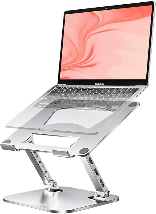 Laptop Stand for Desk – 2.5mm Aluminum Ergonomic Riser, Adjustable Height & Angle, Sturdy Yet Lightweight, Fits 10-17.3 Inch MacBook Pro/Air, Dell XPS, HP,Silver.
