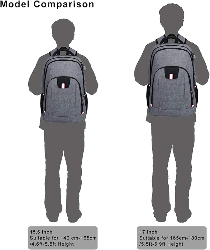 Travel Laptop Backpack, Anti Theft Backpack for Men and Women with USB Slit Business Computer Backpack Bag (Grey, 15.6 Inch)