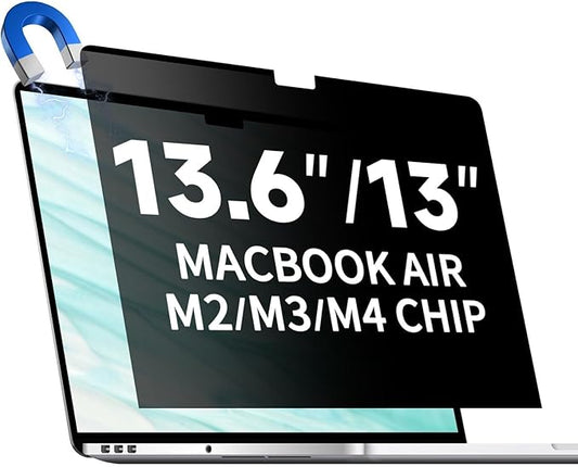 Magnetic Privacy Screen for MacBook Air 13.6/13 Inch (2022-2025, M2, M3, M4), Removable Matte Laptop Privacy Screen Anti Glare Blue Light Filter - Anti-Spy for Mac 13.6in Computer