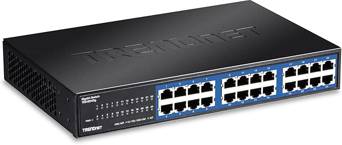 TRENDnet 24-Port Unmanaged Gigabit GREENnet Desktop Switch, Ethernet Network Switch, 24 x 10-100-1000 Gigabit Ethernet RJ-45 Ports, 48Gbps Switching Capacity, Lifetime Protection, Black, TEG-S24DG