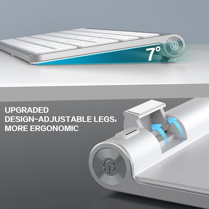 JOYACCESS Wireless Keyboard, Ergonomic,Dustproof,2.4G Slim and Compact Quiet Wireless Keyboard with Number Keypad for Windows, MacBook Pro/Air, Laptop, Desktop, PC-Sliver&White