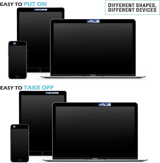 Webcam Covers - Laptop Webcam Cover - Tablet Webcam Covers - Smart TV & for Every Size Webcam on Any Device - Reusable/Multi-use – Protect Your Privacy with Gecko (Sky)