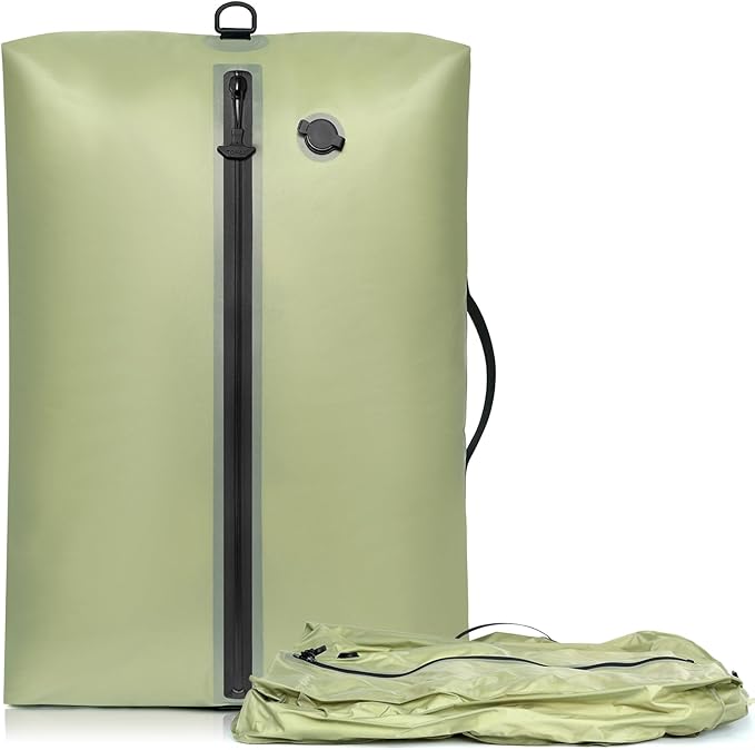 BAGAIL TPU Vacuum Bag for Travel, Reusable Compression Bag with IPX8 Waterproof Zipper, Save Space for Suitcase, Backpack and Carry on (Green, ExtraLarge, No Pump)