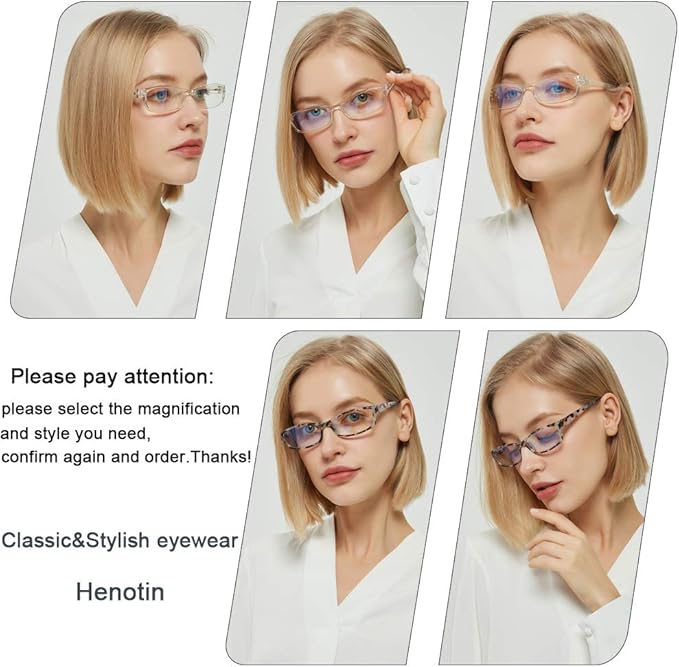 Henotin 5-Pack Reading Glasses Blue Light Blocking Anti Eyestrain Computer Reading Glasses for Women and Men Readers (5 Pairs Mix Color, 1.00)
