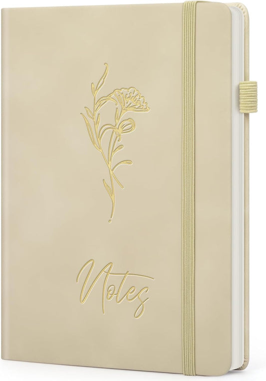 Lined Journal Notebook For Women Men, 200 Pages A5 Hardcover Leather Journals For Writing College Ruled Notebook For Work School Note Taking Business Diary Notepad 5.7'' X 8.3''-White