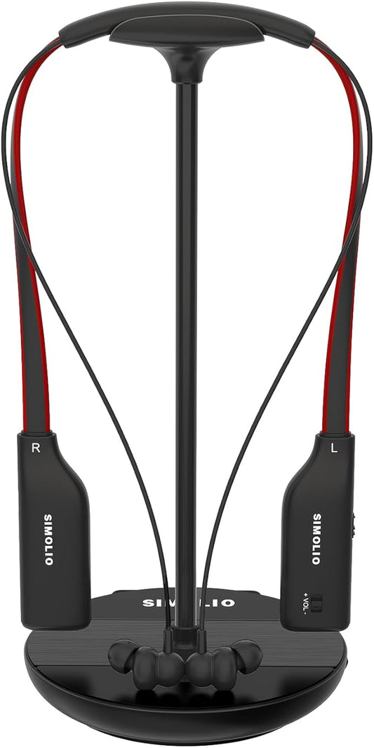 SIMOLIO Digital Wireless Headphones for TV Watching, Boosted Volume & Clear Voice, Separate Right/Left Volume Controls, Wireless Earbuds for TV, No Delay, Spare Battery