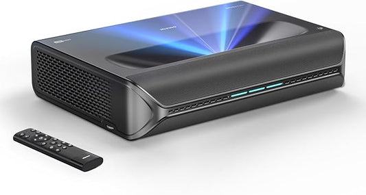 NexiGo Aurora Lite, 4K UHD Ultra Short Throw Tri-Color Laser Projector, 1900 Lumens, Dynamic Laser Dimming, Dolby Vision & Atmos, HDR10+, 3D, 150" UST TV (Holiday Special Edition) with 60W Speakers