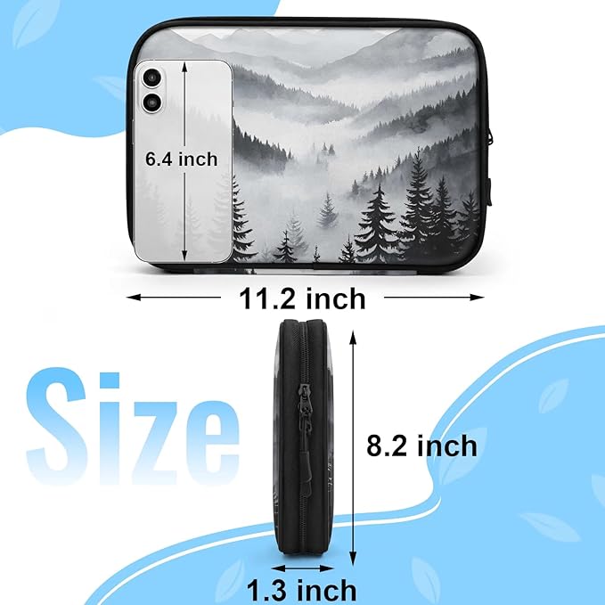 Black Misty Forest Electronics Travel Organizer Case, Tech Accessories Cable Storage Bag for Cords, Charger, Phone, Hard Drive