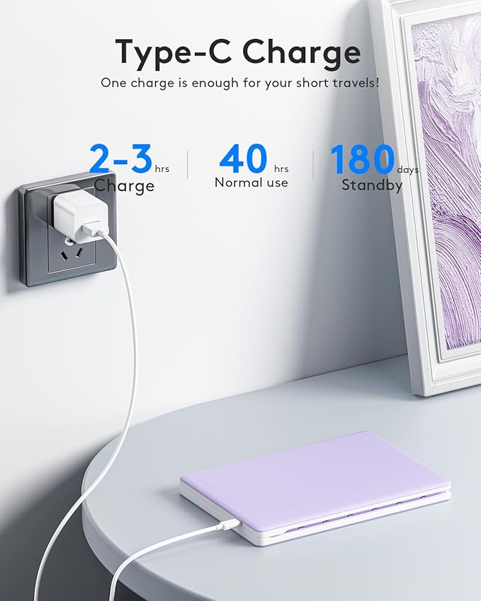 Samsers Bluetooth Foldable Keyboard, Wireless Portable Folding Keyboard, Full-Size Ultra-Slim Rechargeable Connect Up to 3 Devices for iOS Android Windows Phone Tablet and Laptop, Purple