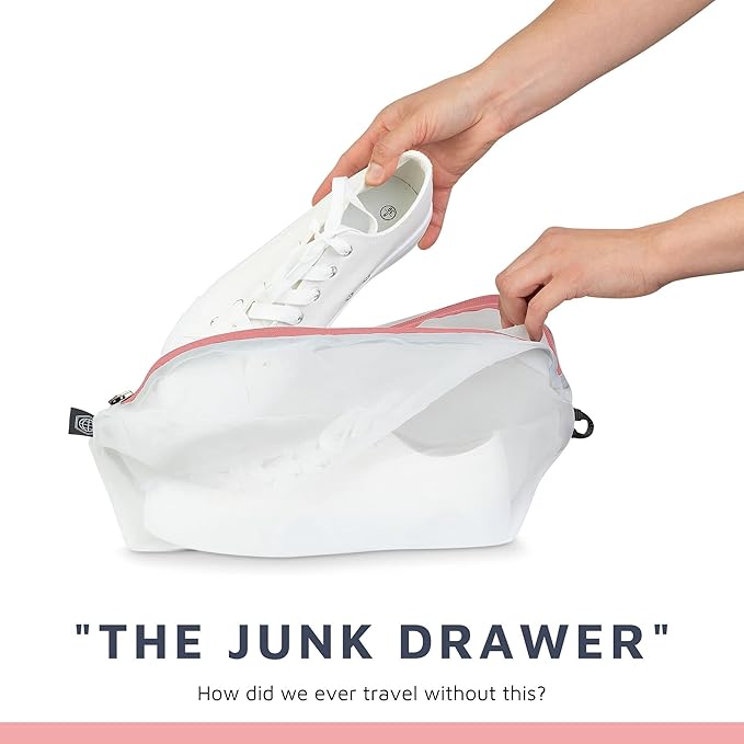 Large Packing Cube Set with See Through Mesh- Compression Packing Cubes Travel Organizers by TRIPPED Travel Gear (Dusty Rose)