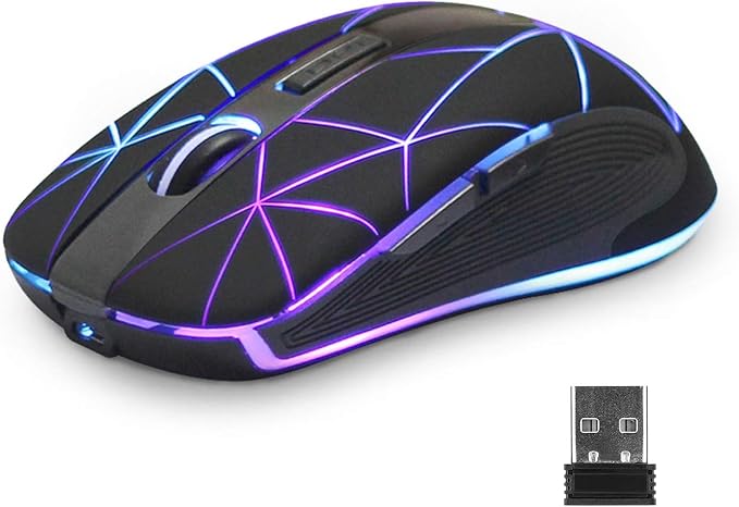 Rii LED Wireless Mouse,2.4G Ergonomic Optical Mouse with USB Receiver,Rechargeable Portable Computer Mice for PC,Mac,Tablet,Chromebook,Notebook,Laptop-Black (New)