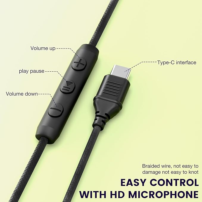 INFURTURE USB C Headphones with Mic & Volume Control, Wired Headphones Type C Only 191g Lightweight Foldable for Smartphone/Tablet, Plug-in Corded Headphone Over Ear (Blue