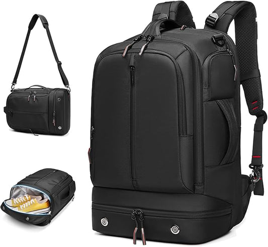 Somago Laptop Backpack Carry On Water Resistant Durable Daypack Backpack fits 16 inch Laptop Anti Theft Travel Rucksack Backpack with Shoe Compartment Luggage Strap for Men Women, 33L, Black