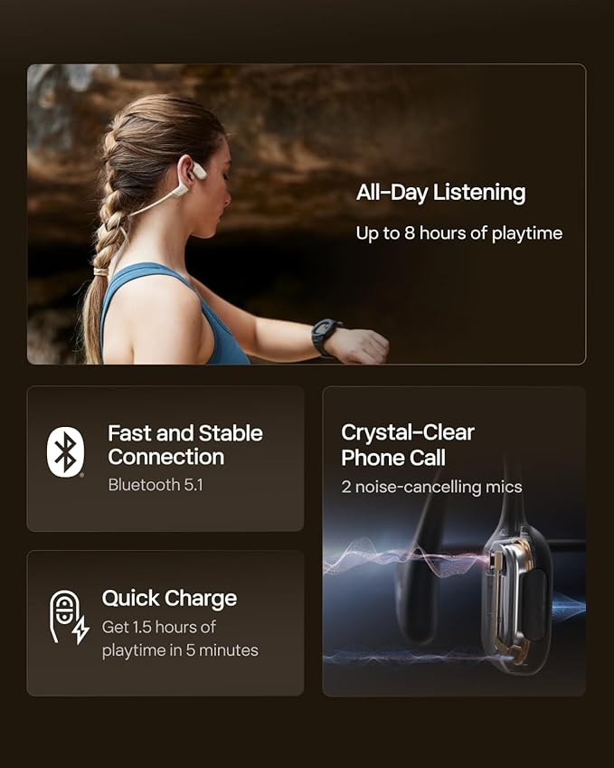 SHOKZ OpenRun Pro - Open-Ear Bluetooth Bone Conduction Sport Headphones - Sweat Resistant Wireless Earphones for Workouts and Running with Premium Deep Base - Built-in Mic, with Hair Band