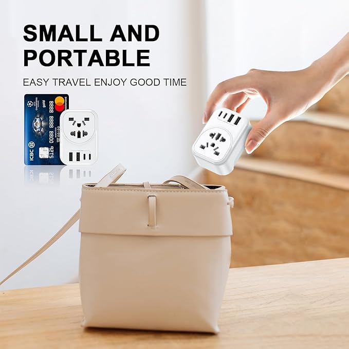 World to US Canada Travel Plug Adapter,Europe/China/Japan/Australia/UK to USA Power Adapter with 2 USB A and 2 USB C Ports, Wall Outlet Power Charger Universal Travel Adapter(1 Pack)