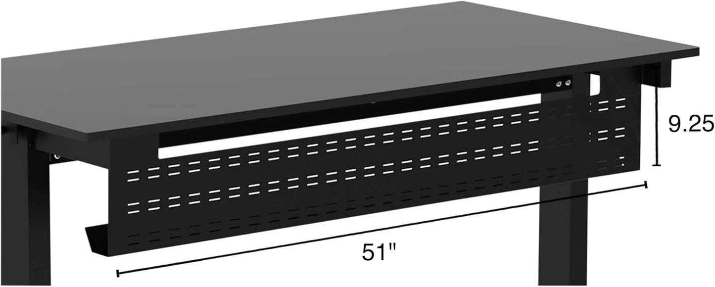 Stand Up Desk Store Under Desk Cable Management Tray Black Horizontal Computer Cord Raceway and Modesty Panel (Black, 51")