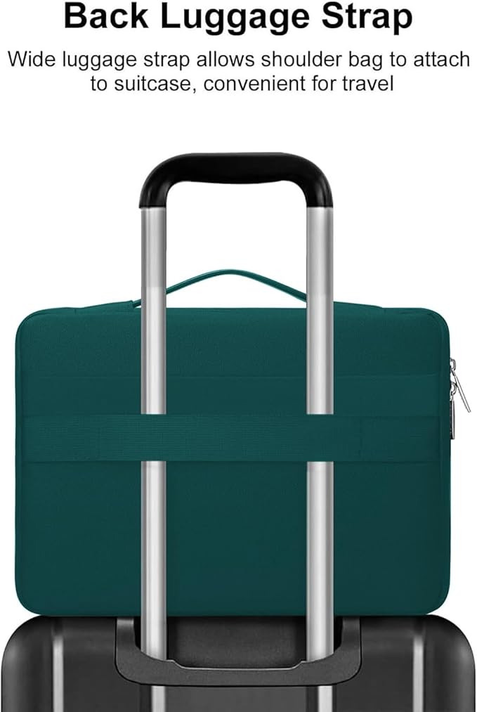 MOSISO 360 Protective Laptop Case 13.3 inch, 13-13.3 inch Laptop Sleeve Compatible with MacBook Air/Pro 13 / Pro 14, HP Dell ASUS Lenovo,Side Open Bag with 2 Raised&1 Flapover Pockets, Teal Green