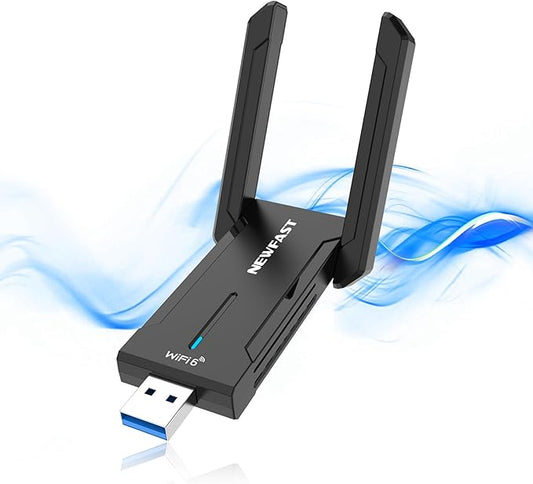 NEWFAST AXE5400 USB WiFi Adapter for Desktop PC NF-U353, Tri-Band Wireless Network Adapter for Laptop, USB 3.0 WiFi Adapter for PC,New 6GHz Band,MU-MIMO,OFDMA,WPA3,WiFi 6E Dongle for Windows 11/10