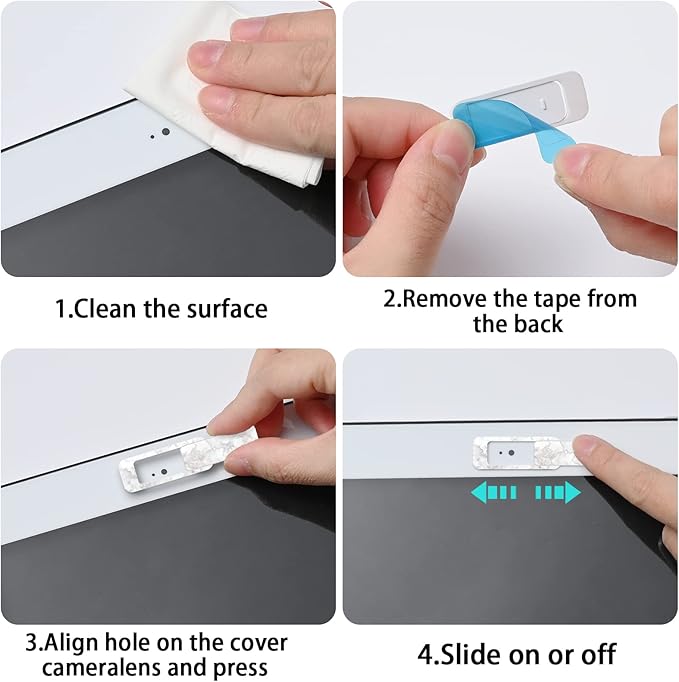 Webcam Cover, 3 Pieces, Laptop Camera Cover, Privacy Shielding Capacity is Twice as Big as The Traditional, Suitable for Computer Mobile Phones, laptops, Tablets and so on (White Marble)