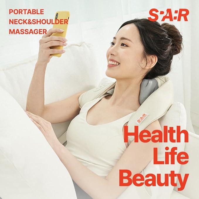 Portable Neck and Shoulder Massager - K-pop Idol's Choice - 4D Deep Kneading Pillow, Heat Control - Relieve Muscle Pain - Korean Home Body Care, Shitatsu Massage