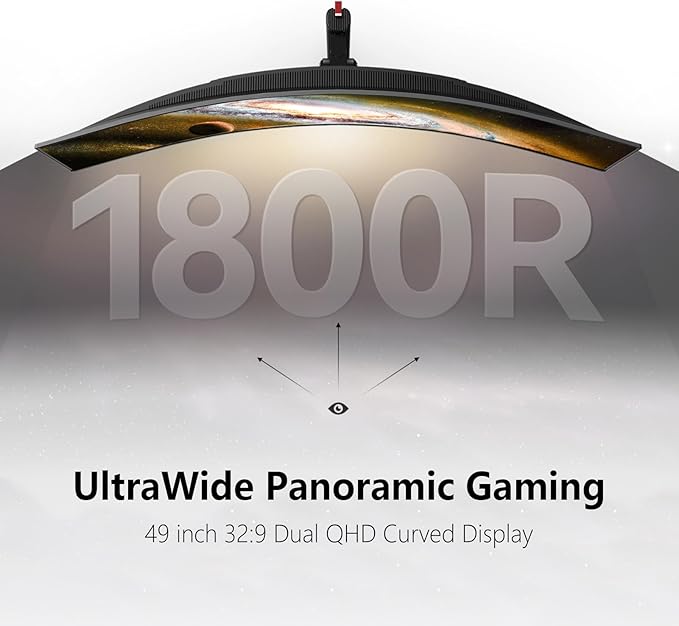 INNOCN 49" OLED Ultrawide Curved Gaming Monitor 5120 x 1440p 144Hz, 0.03ms, USB Type C 90W, HDMI 2.1, DisplayPort, USB Hub, Speakers, Adaptive-Sync, Adjustable Stand, Black