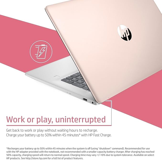 HP Essential Daily Traditional Laptop, 17.3" FHD Display, Intel Core i7-1355U, 64GB RAM, 2TB SSD, Backlit Keyboard, Numeric Keypad, Fingerprint Reader, Webcam, HDMI, Wi-Fi 6, Windows 11 Pro, Rose