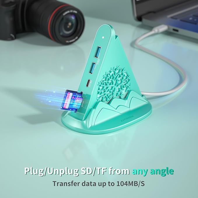 USB C HUB Multiport Adapter with HDMI 4K@30Hz, 100W PD, SD/TF Card Reader, 5Gbps 3xUSB-A and 1xUSB-C 3.0, RGB Tree 8-in-1 USB C HUB, Dock for MacBook Air, iPad, iPhone16, Laptop, etc(Green)