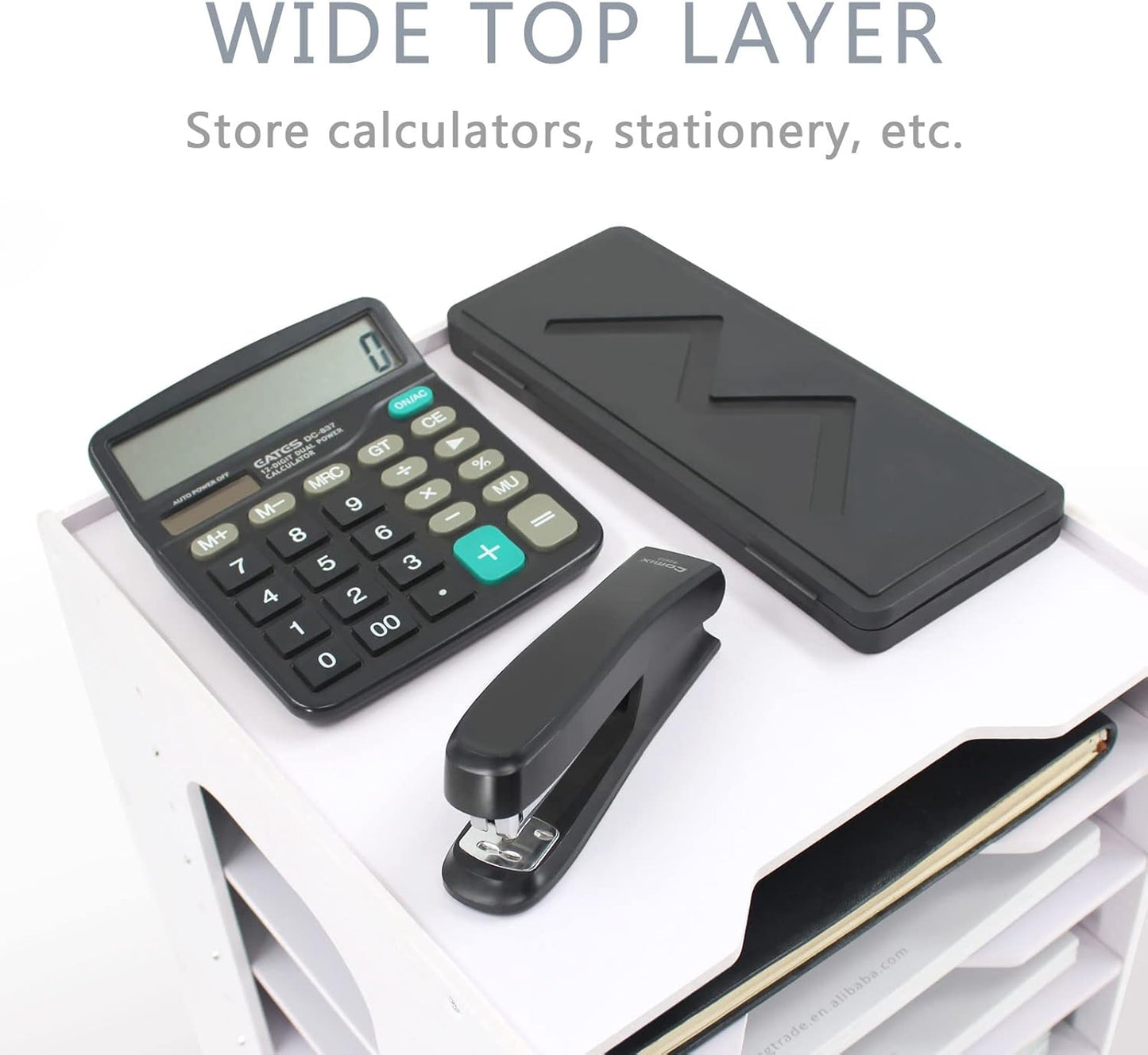 SONGWAY File Organizer for Desk - 7 Tier Document Holder with Removable Shelves, Letter Mail Rack, File Sorter Organizer, A4 Paper Storage Holder, Desktop Organizer for Home Office School, White