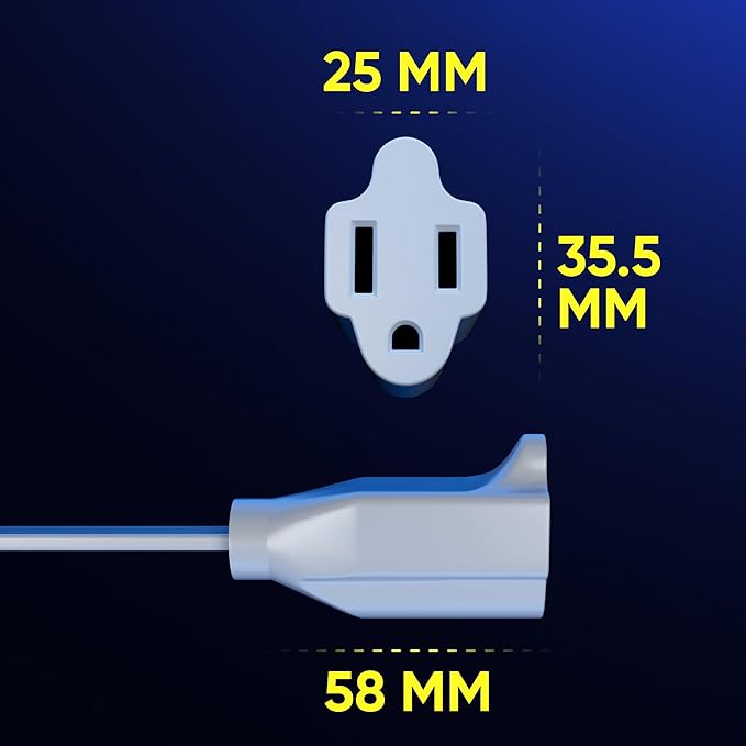 Maximm 360 Rotating Slim Flat Plug Extension Cord - 25ft, Low Profile Under Carpet (White)