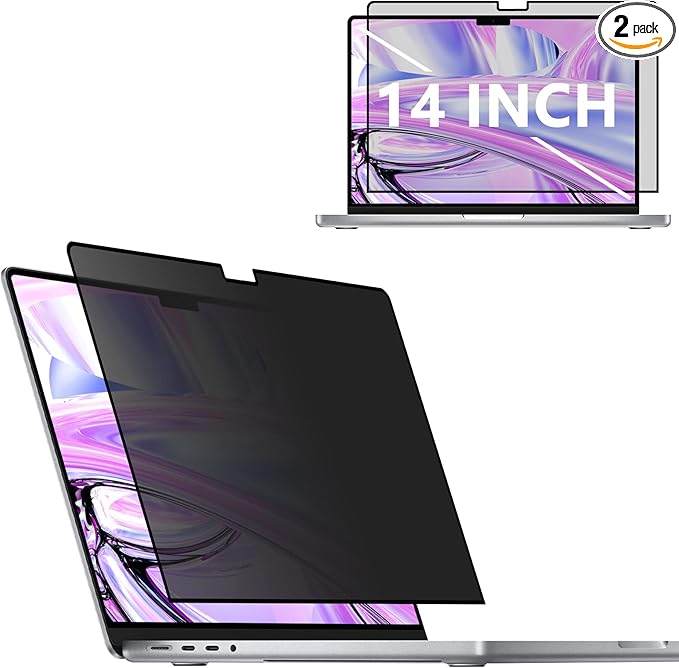 Privacy Screen Protector for MacBook Pro 14 Inch 2021-2024, M1, M2, M3, M4,Removable Privacy Screen for MacBook pro 14 inch M1 Pro/Max Anti-Spy/Anti Fingerprint/Anti Blue Light/Anti-Glare/Bubble Free