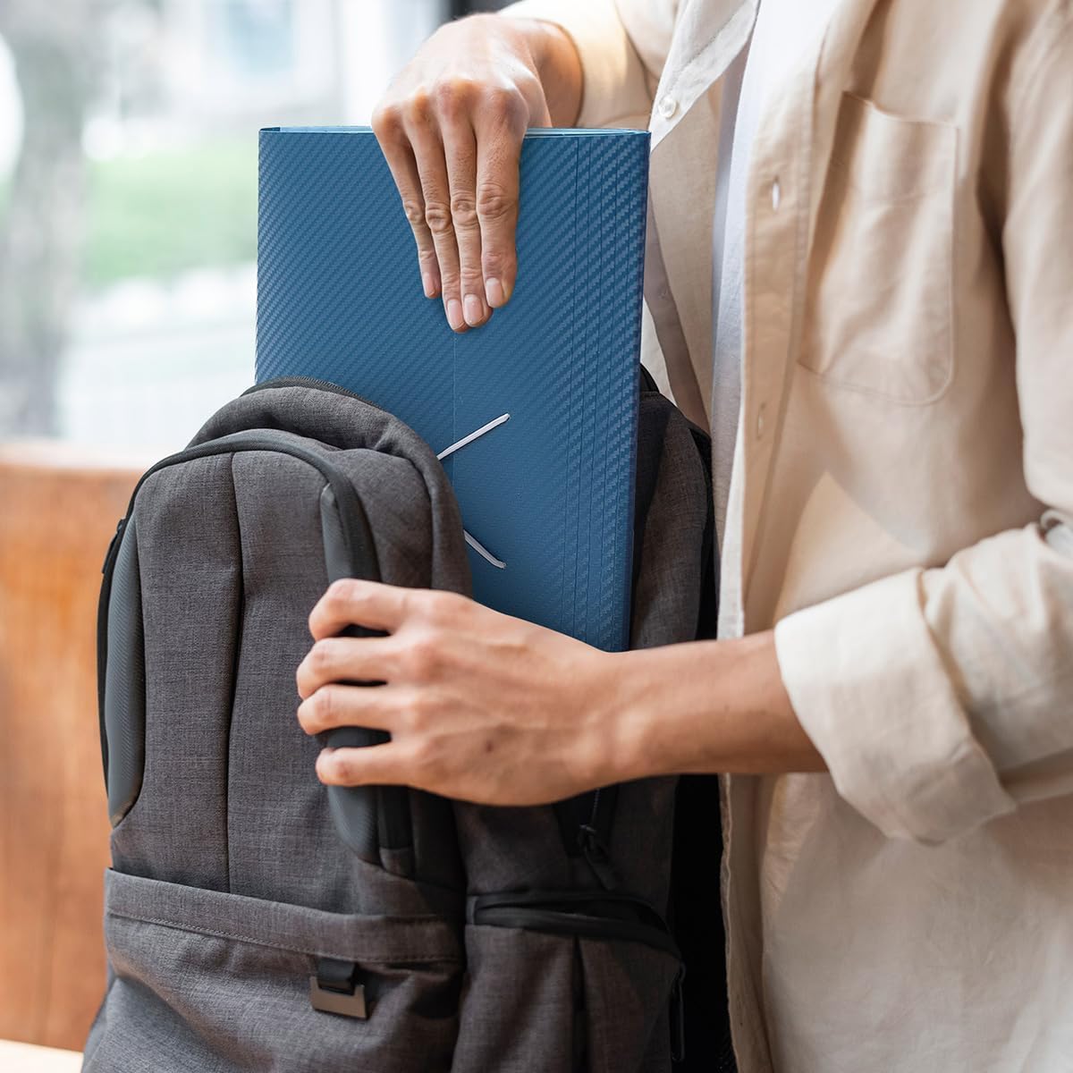 SKYDUE Accordion File Organizer, Expanding File Folder with 7 Pockets, Portable Receipt Paper Documents Organizer, Letter Size Filing Folder School Office Supplies, Dark Blue