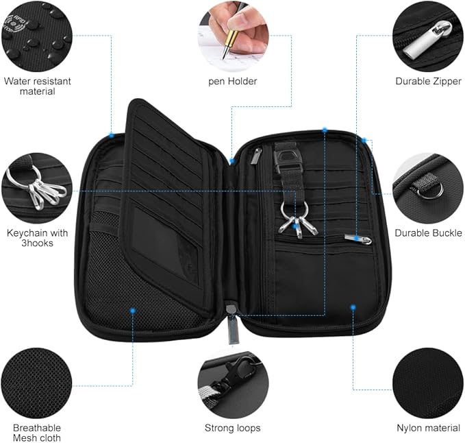 Travel Passport Wallets, Airtag Lightweight Family Passport Holder With RFID Blocking Passport Cover Case Waterproof Bag Document Organizer for Men and Women