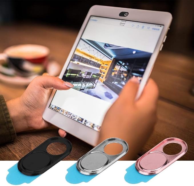 ASHATA 3pcs Metal Camera Lens, Ultra Thin Camera Cover Webcam Cover Blocker Slider for Smartphone Tablet Desktop Laptop(Tricolo