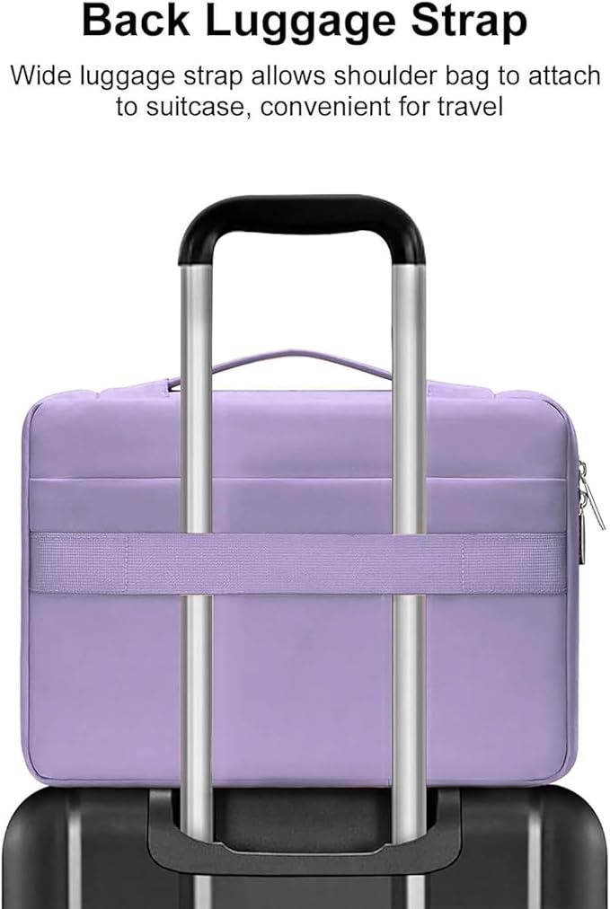 MOSISO 360 Protective Laptop Case 13.3 inch, 13-13.3 inch Laptop Sleeve Compatible with MacBook Air/Pro 13 / Pro 14, HP Dell ASUS Lenovo,Side Open Bag with 2 Raised&1 Flapover Pockets, Purple